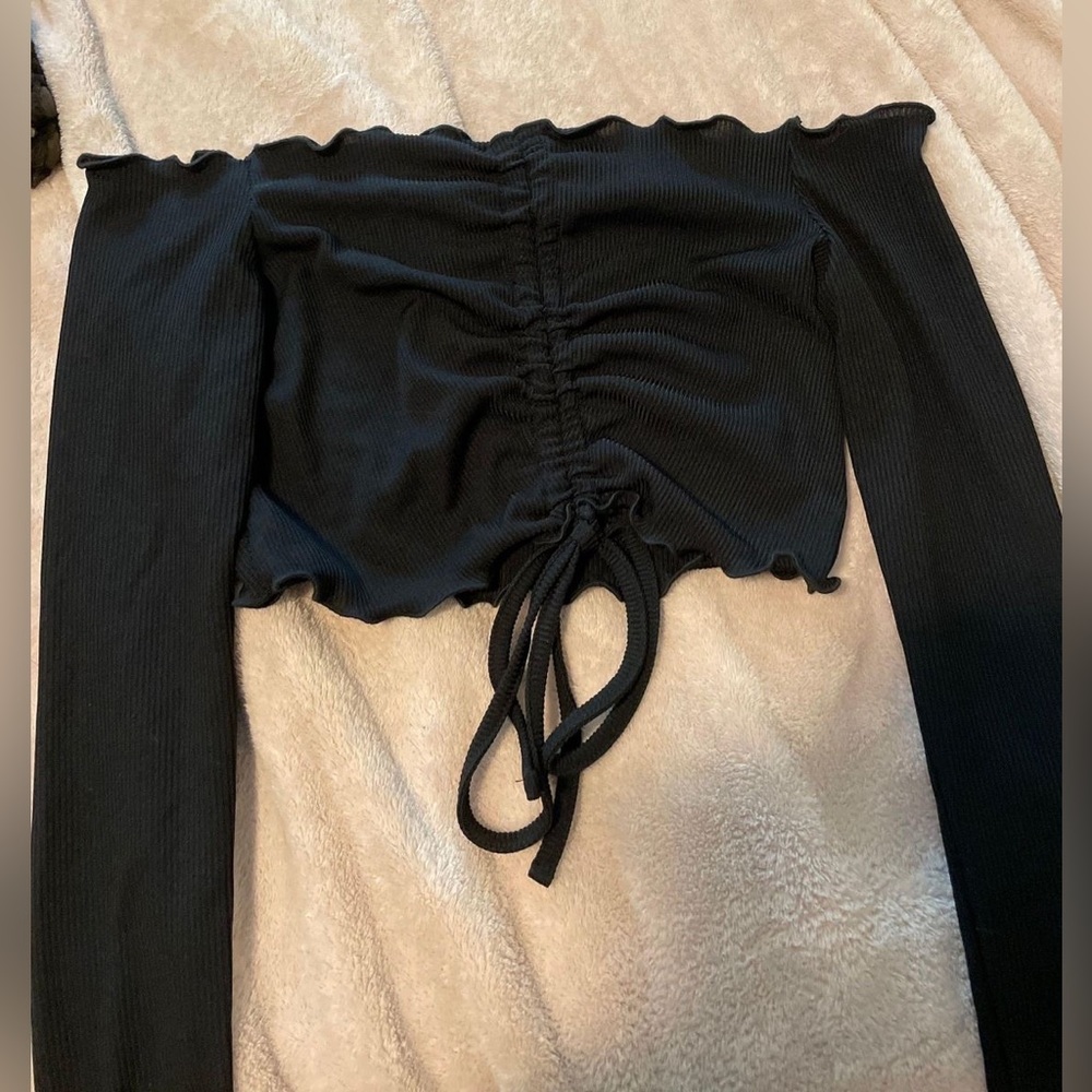 ASOS Off The Shoulder Long Sleeve Crop Top